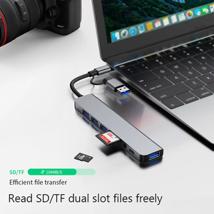 8-in-1 USBマルチポートハブTYPE-Cドック付きTF/PD読み取り3.5mmオーディオインターフェイスUSB 3.5オーディオドックコンピュータ用 - Product Image 4