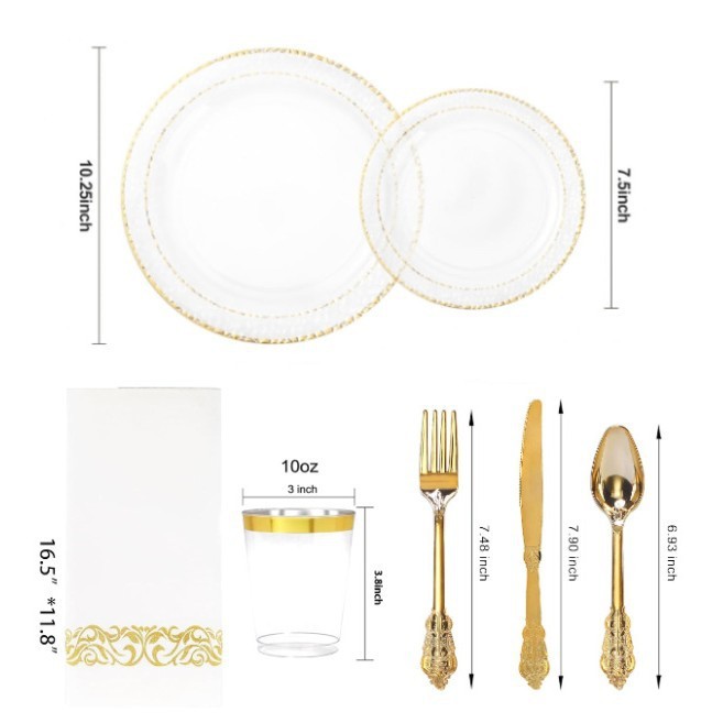 Plato de granada con borde dorado y fondo transparente, 355 ml (12 oz) con borde dorado.
