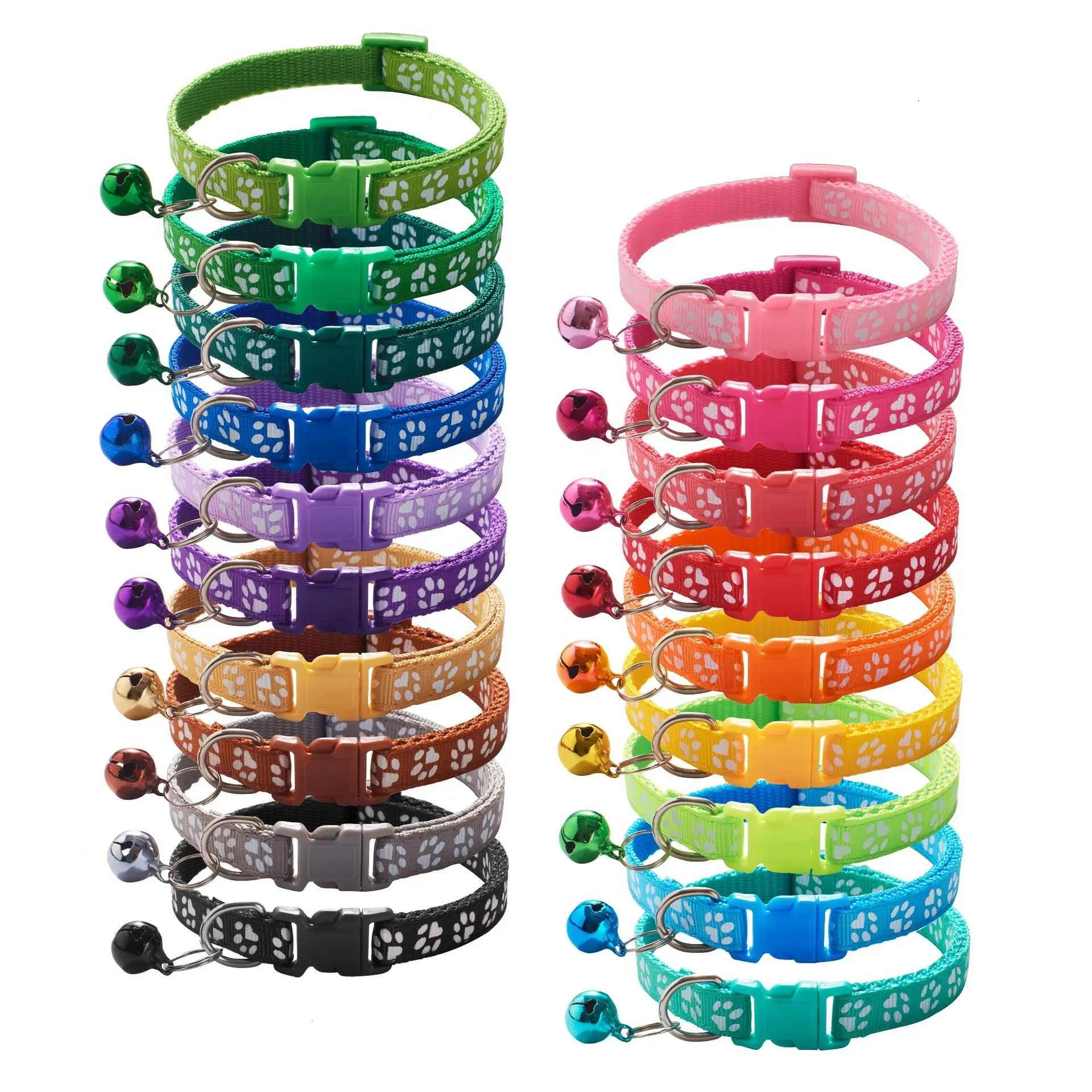 19 Colors Pet Supplies Dog Cat Collars Pets Cute Solid Color Footprints Puppy Bell Collar Kitten Nylon Collar In Stock