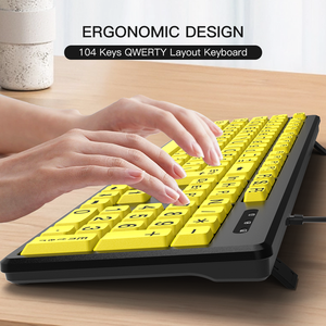 Large Print <strong>Computer</strong> <strong>Keyboard</strong> Full Size USB Wired Yellow <strong>Keyboard</strong> for Visually Impaired Low Vision Individuals - Product Image 6