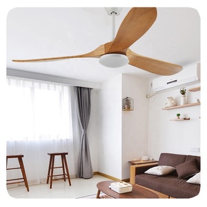 Tuya HFBH Home WiFi telecomando App dimmerabile lampada a LED in legno naturale 3 pale ventilatore da soffitto LED Kit luce elettrica fonte di energia - Product Image 1
