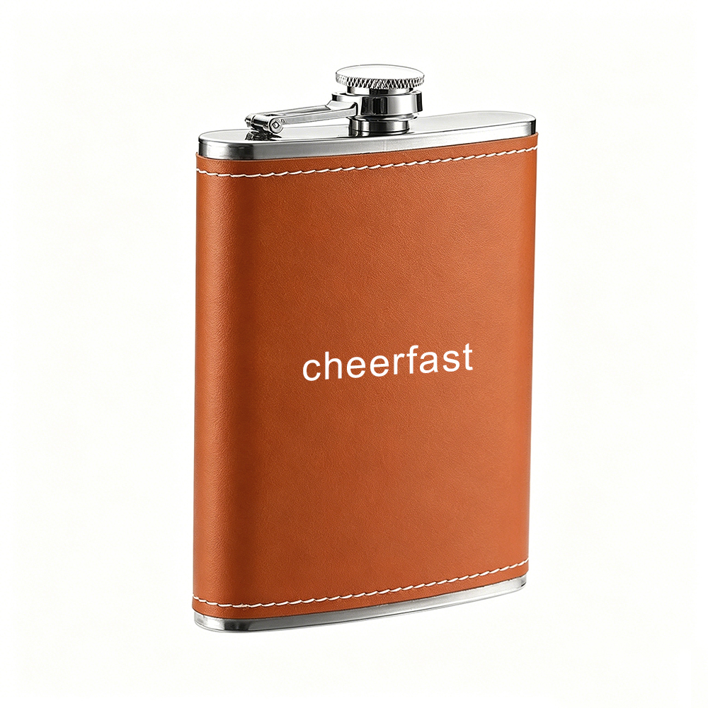 Flasque en cuir PU marron de 237 ml (8 oz)