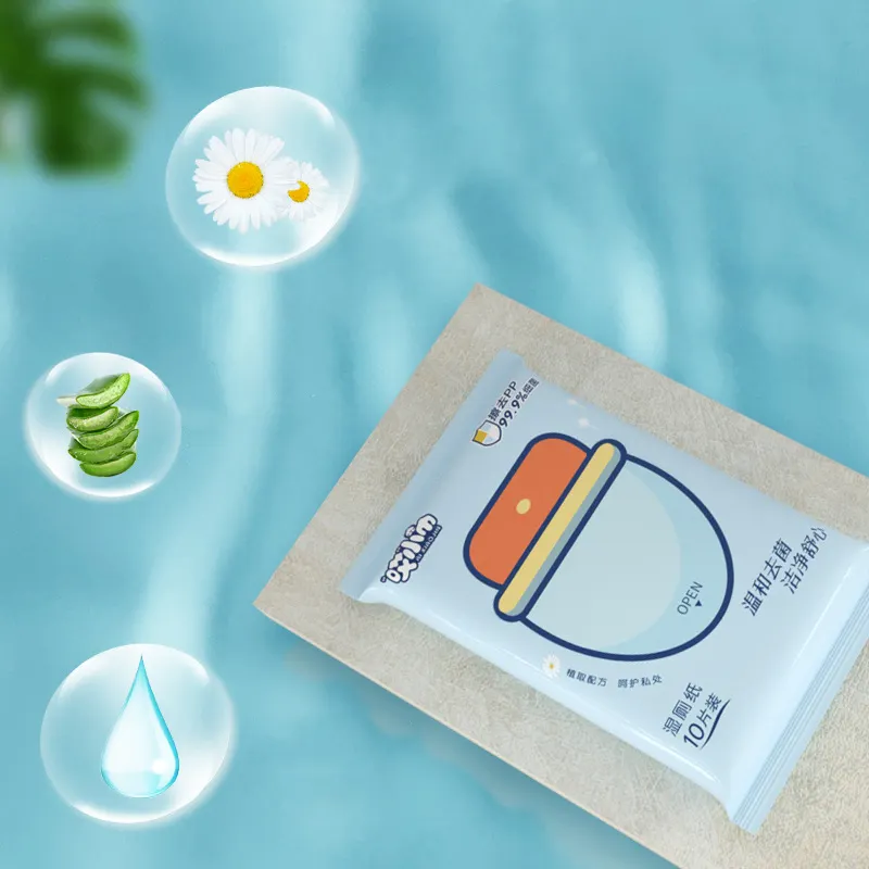 Atacado tecido molhado papel 10pcs amostra grátis personalizado seu logotipo bambu biodegradável flushable wet wipes