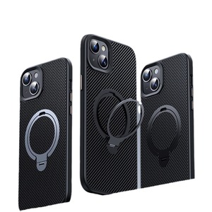 Döner braket manyetik karbon fiber desenli cep telefonu kılıfı kabuk iPhone 15 14 13 12 11 ProMax SE4 - Product Image 1