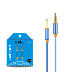 KIN Wholesale of KY-171 Plastic Woven Car Audio <strong>Cable</strong> in Chinese Factories, 3.5mm Mobile Phone AUX Male to Male Recording <strong>Cable</strong> - Product Image 1