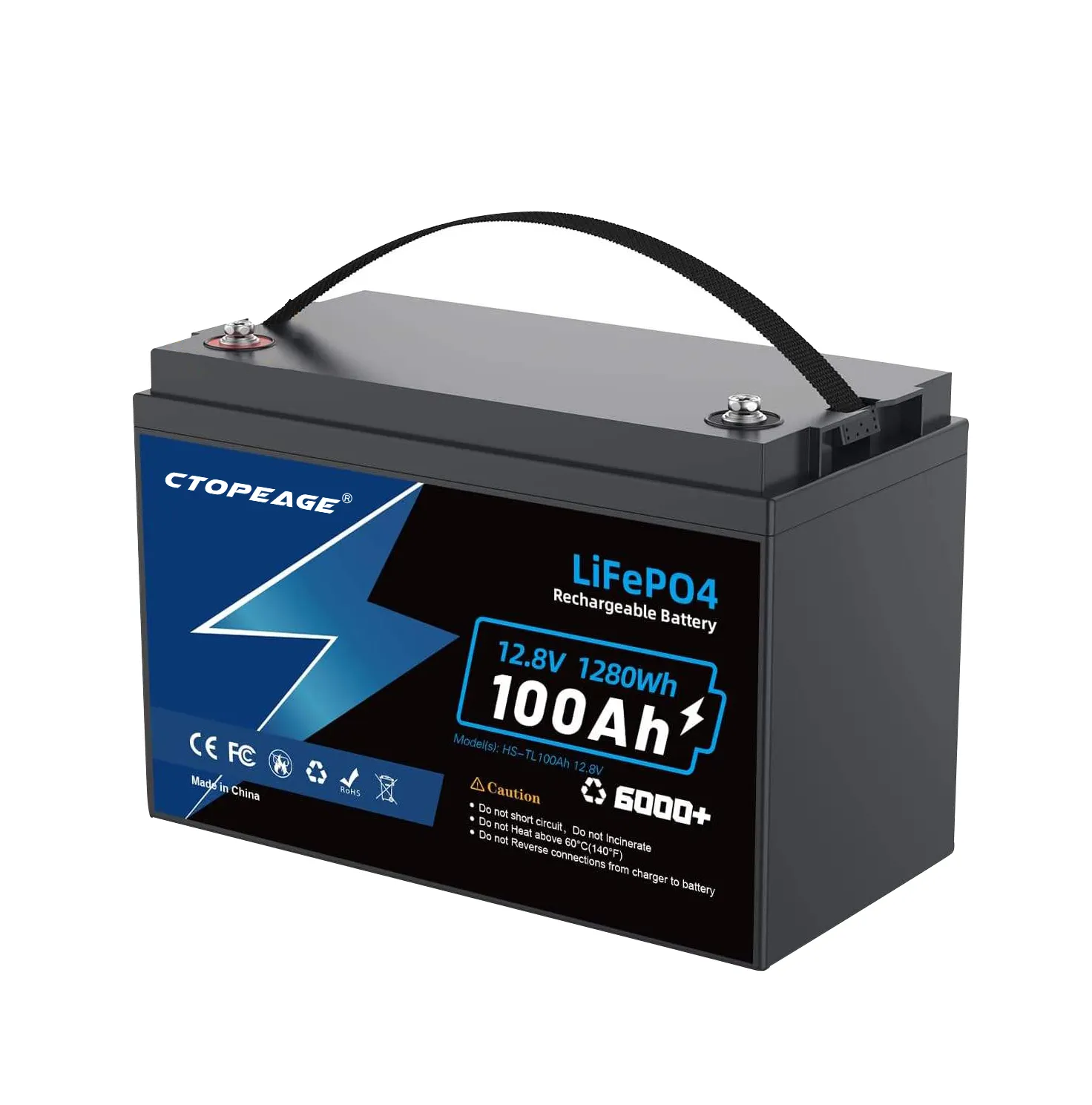 ก้อนแบตเตอรี่100AH 12.8V Lifepo4แบบชาร์จไฟได้สำหรับการจัดเก็บพลังงานนาน6000รอบ