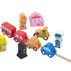 Montessori ילדים עץ כלי רכב משק חיות משק דמות רעם מבנה הבלוק מגדיר חינוך צעצועים חינוכיים לילדים
