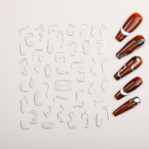 Toptan düşük fiyat için sanatsal 3d Metal hatları tırnak çıkartma <span class=keywords><strong>DIY</strong></span> tırnak sanat sihirli ayna toz ücretsiz