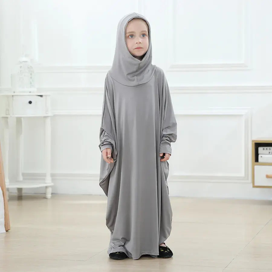 Derniers enfants robe abaya musulmane de prière islamique couleurs unies filles arabes Hijab musulman robe ethnique pour enfants