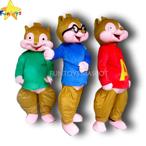 Funtoys CE peluş sincap maskot <span class=keywords><strong>Alvin</strong></span> ve sincaplar kostümleri