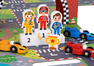 Portable Expandable Racing Game Box with Race Track, <strong>Award</strong> Podium and Simulated Racing <strong>Toys</strong>. - Product Image 3