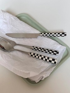 欢乐餐具平板餐具用瓷柄彩色平板餐具格子平板套装 - Product Image 6