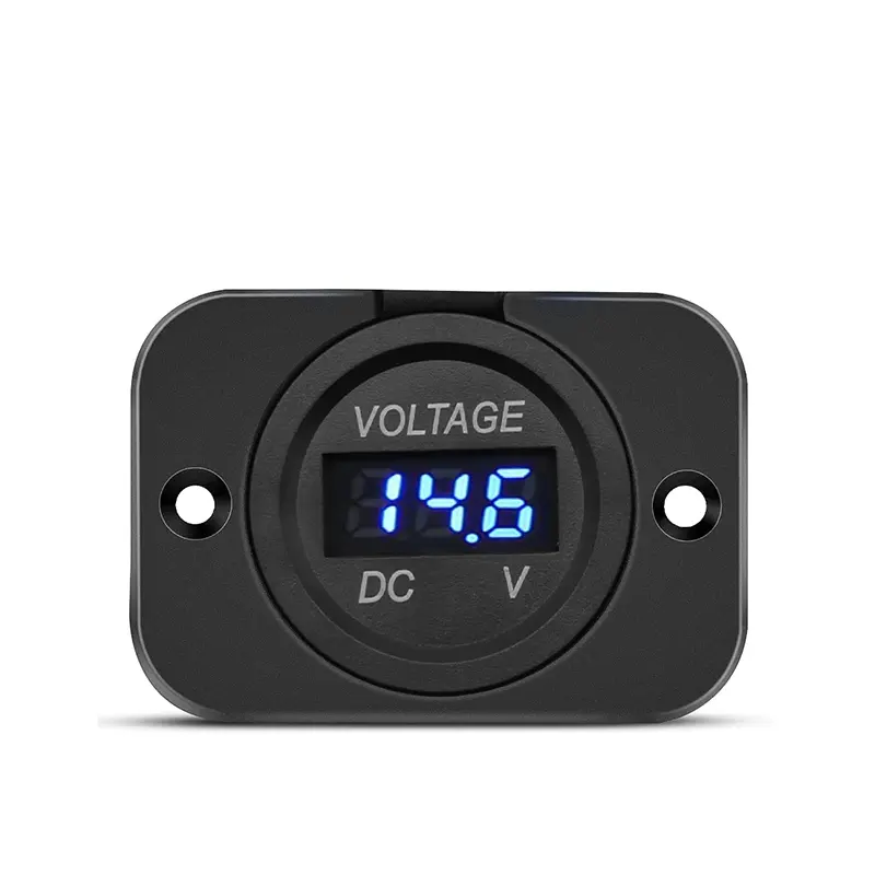 Voltmetro digitale DC 12-24V voltmetro per auto con misuratore rotondo impermeabile con pannello Display digitale a LED