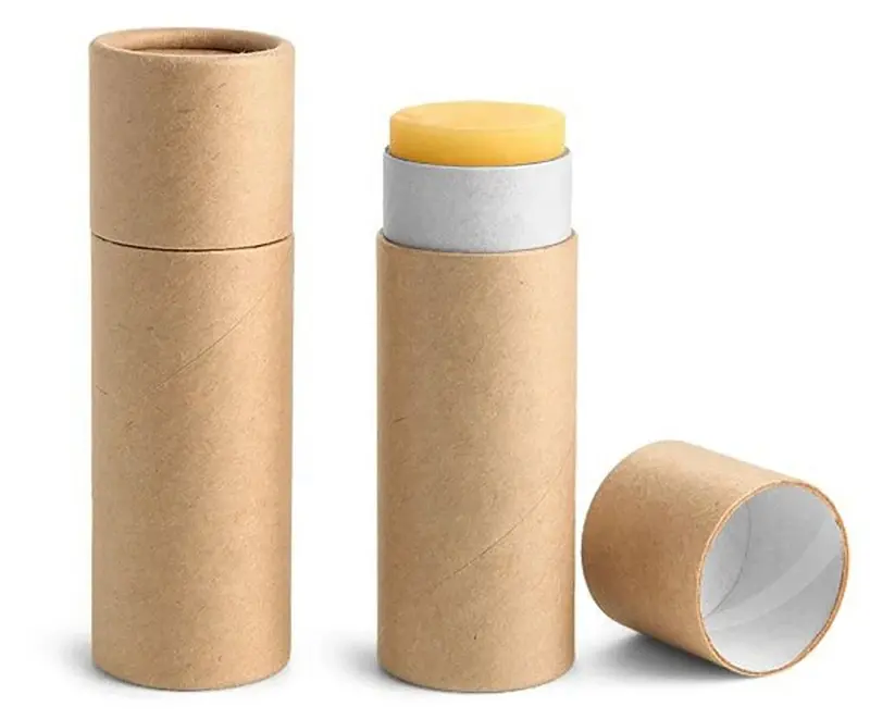 Embalaje de tubo de papel reciclable para desodorante Natural, cartón Kraft, tubo de realce para bálsamo labial y barras de labios de bálsamo corporal