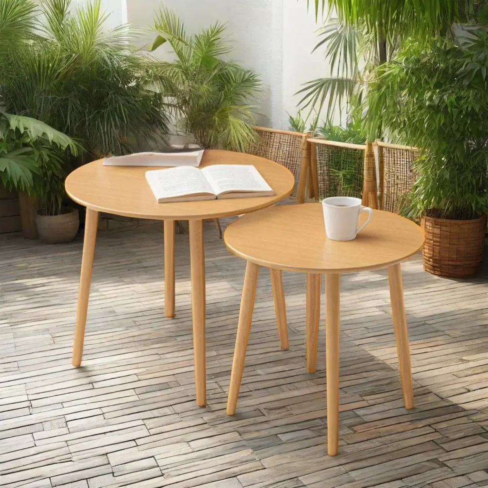 ZB BSCI pabrik Modern sederhana desain bambu bulat Sofa besar meja kopi teh samping meja ruang tamu furnitur untuk penggunaan di rumah
