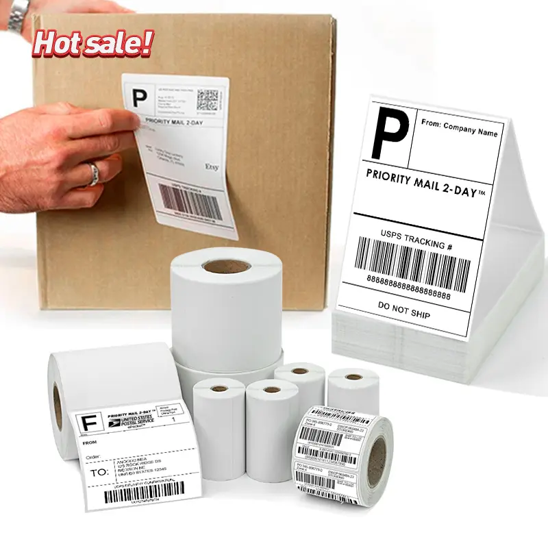 Autocollant d'expédition thermique direct d'imprimante auto-adhésive 4 "x 6" pour usps fba ups ebay 4x6 inch fanfold label