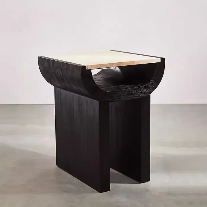 Dreamhause Table d'appoint nordique en bois massif Salon Chambre à coucher en bois Simple Petite table Conner et tabouret