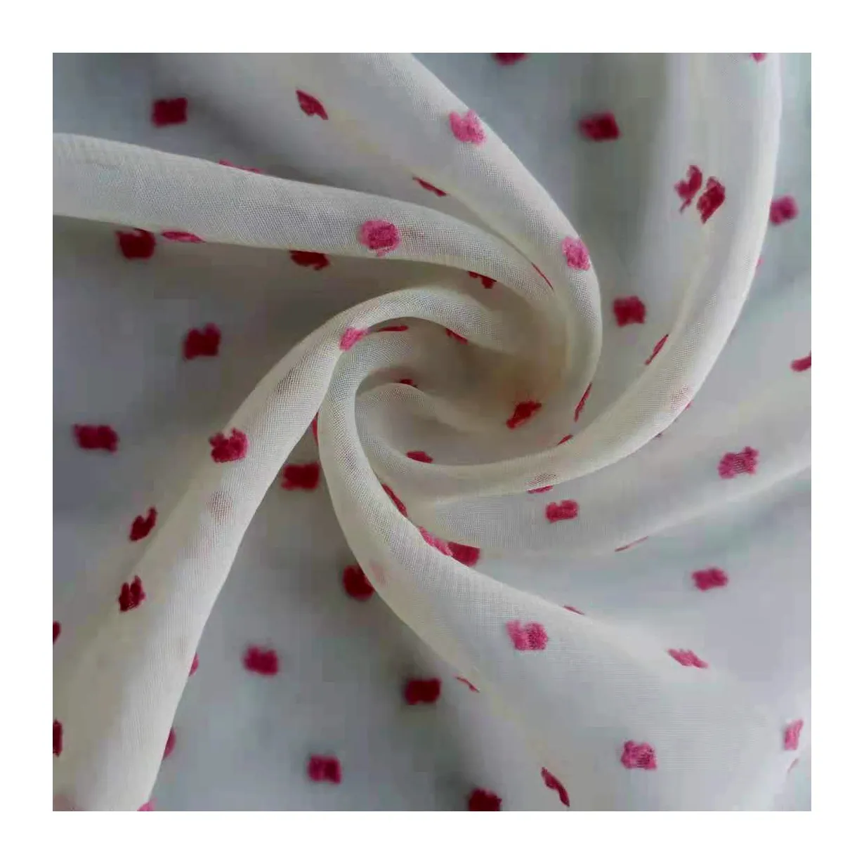 Spun Polyester Swiss Polka Dot Fabric Pink Minky Dot Cutting Motif Chiffon Dresses Fabric