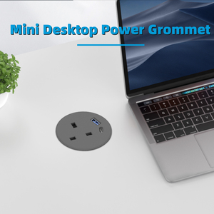 <strong>UK</strong>/US/EU Standard Mini Flush <strong>Mounted</strong> Desk Socket Circular Type Furniture Desktop Plug Hole Socket Round Power Grommet - Product Image 3