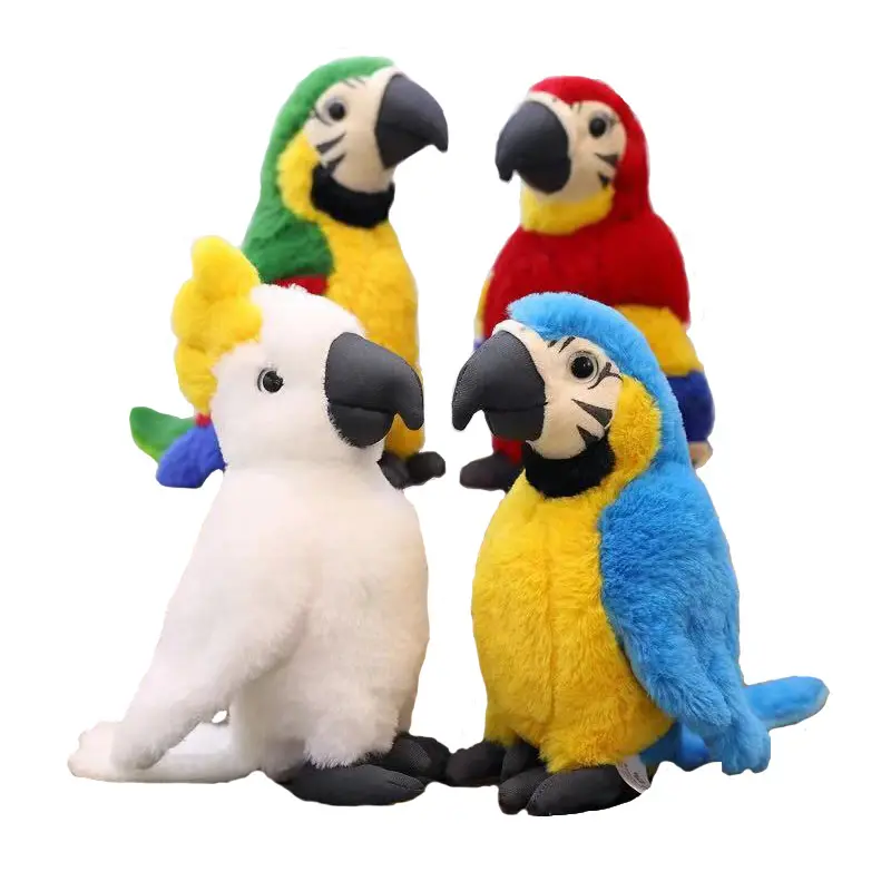 Commercio all'ingrosso personalizzato 25cm simulazione peluche pappagallo bambola Psittacidae Macaw peluche uccello giocattolo per bambini regalo del partito