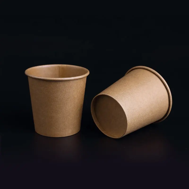 Copo de papel de 4oz em 4oz, copo de papel marrom emborrachado para bebida quente combinando tampas artesanal de papel do papelão & embalagem de bebidas parede única zqx
