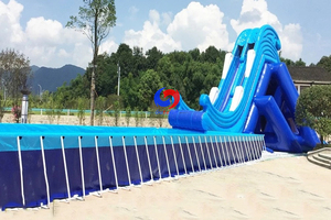 40ft thương mại lớn nhất hồ trượt & bay bay Inflatable screamer trượt nước với trên mặt đất hồ bơi - Product Image 3