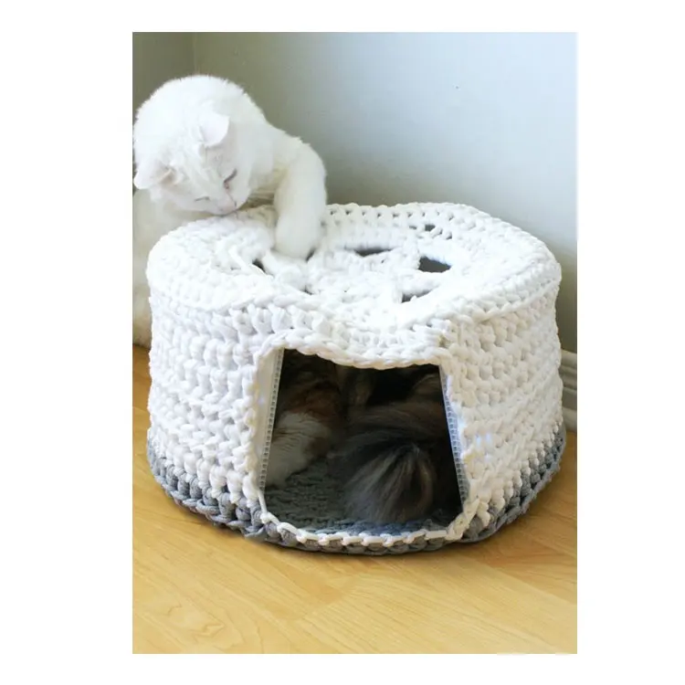 Patrón de Crochet hilo acrílico gato cama cueva Casa de perro para mascotas accesorios para mascotas