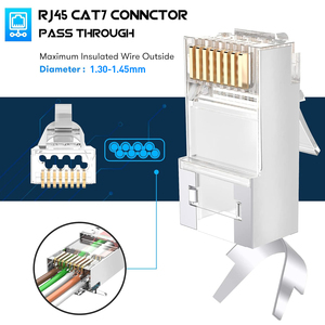 1 takım = 50 adet CAT7 RJ45 konnektör 1.5mm geçmesine modüler fiş STP demir kristal başlık ile 50 adet kırmızı gerginlik Reief çizmeler - Product Image 3