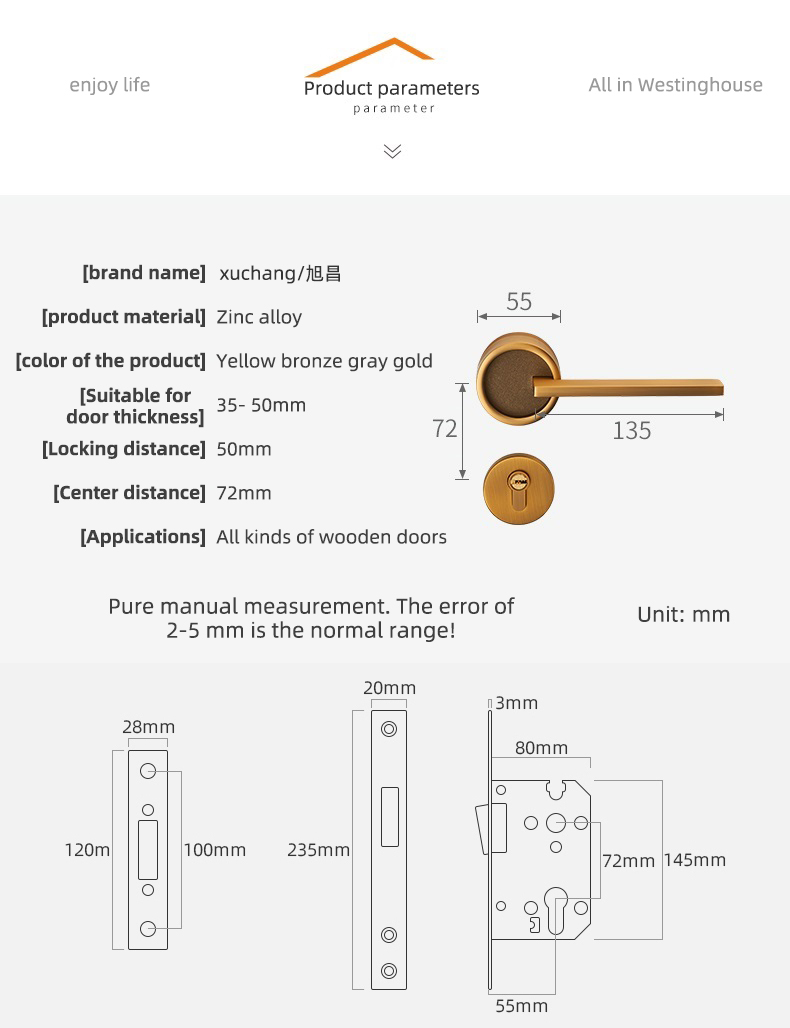 Professional Quality Leather Zinc Door Handle Luxury Lock Door Handle Indoor