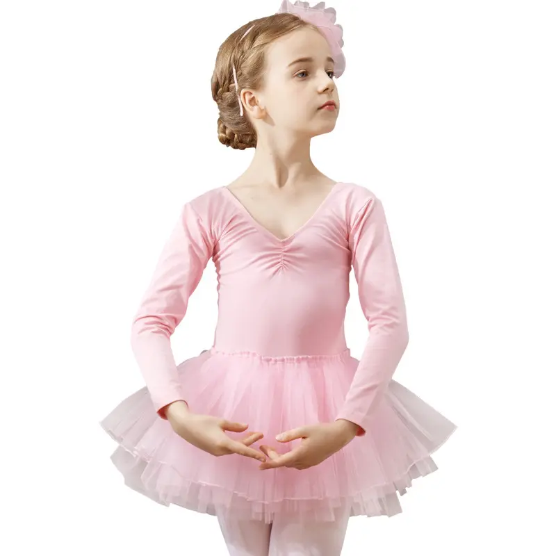 Großhandel individuelles 3-10-jähriges Kind Mädchen Ballett-Tülle Kinder Staub rosa Tanz-Tutü Mädchenkleid