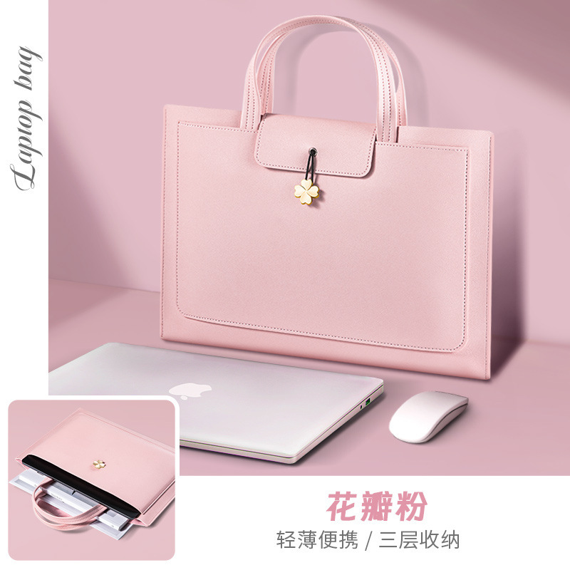 Bolso de mano de 14 pulgadas, almacenamiento de tres capas, color rosa