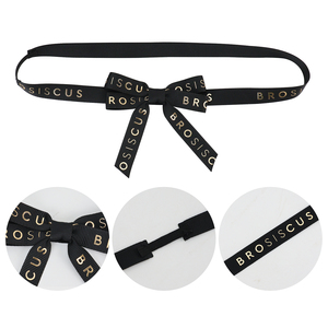 <strong>Custom</strong> Black Printed Gift Wrapping Pre Tied Decorative Packing Ribbon Gift <strong>Bows</strong> With <strong>Elastic</strong> Stretch <strong>Loop</strong> for Chocolate Box - Product Image 1
