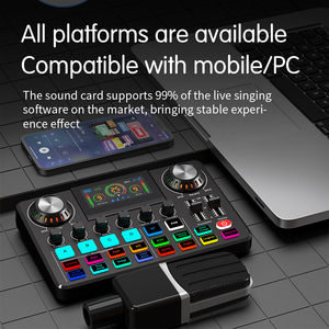 Podcast Mixer StudioサウンドカードオーディオインターフェースマイクキットオーディオインターフェースDjミキサーサウンドカードデスクトップマイク付きSing - Product Image 6