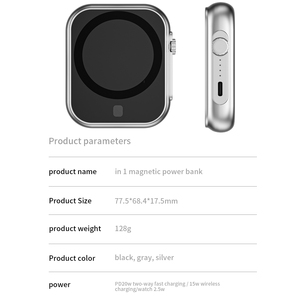 Apple taşınabilir led dijital ekran kablosuz şarj güç banka ile Iphone için 5000mah ultra-ince manyetik iwatch airpods - Product Image 6
