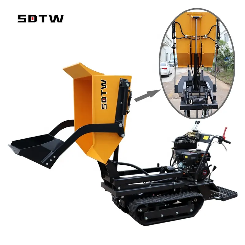 1ton mini crawler high tip lifting motocerola dumper 500kg 700kg gomma track transporter dumper motore diesel per la vendita calda