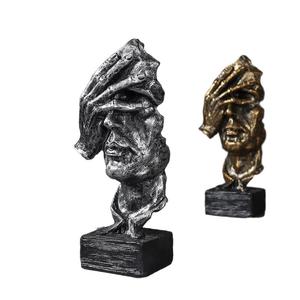 沈黙は金の樹脂工芸品は悪を聞く悪を話す悪を見る悪を見る-人間の顔の机の誕生日プレゼント樹脂の家の装飾