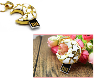 Bán buôn Kim Loại ổ đĩa flash USB với móc chìa khóa kim loại hình dạng mặt trăng ổ đĩa flash USB 2.0 3.0 kim cương ổ đĩa flash USB - Product Image 4