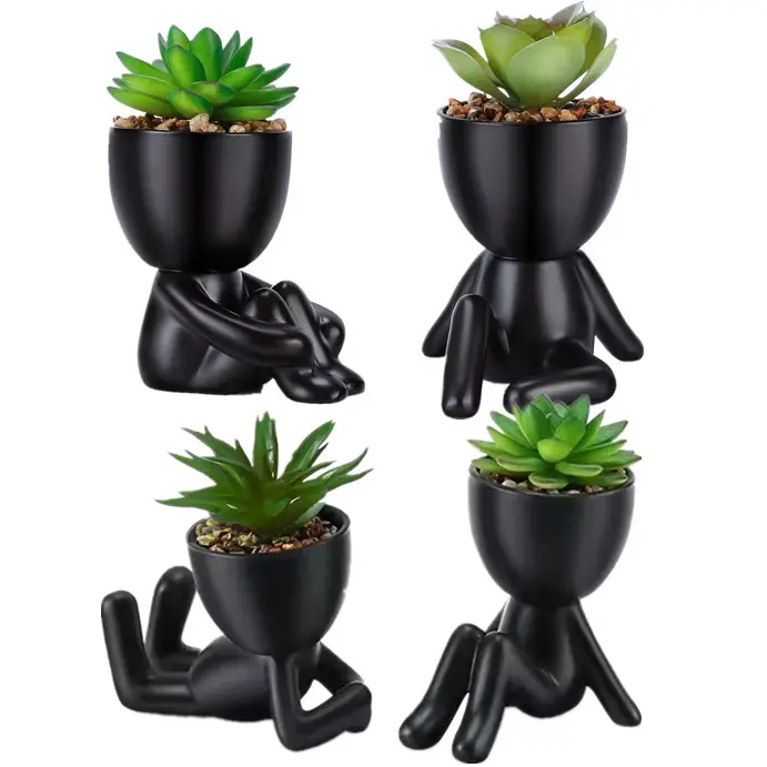 Vaso de cerâmica humanóide criativo fofo, vaso moderno para plantas, interior e exterior, cacto, bonsai, decoração para casa, decoração de mesa