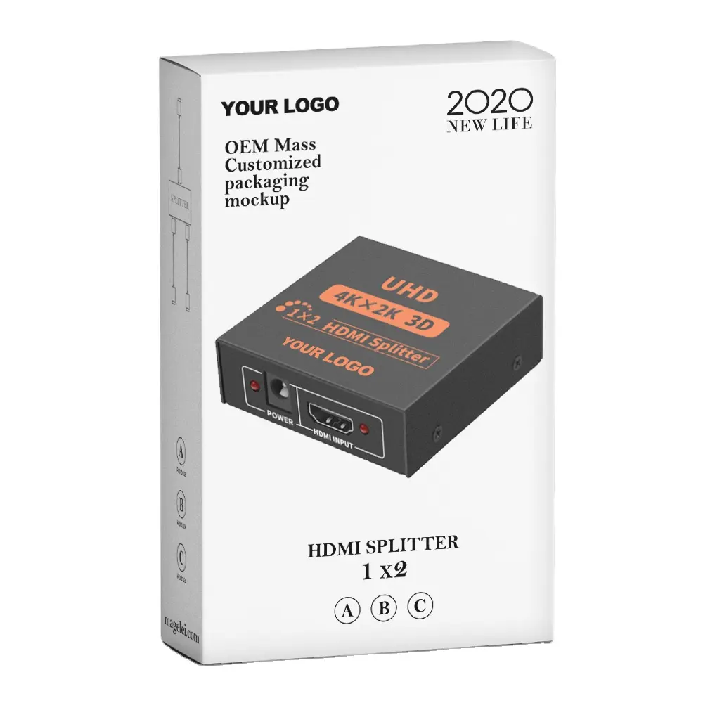 Vídeo 4K Ultra HD HDMI Splitter 1X2 HDMI Splitter 1 en 2 de HDMI Splitter 2 puertos Dual duplicado Monitor 3D 4K @ 30HZ