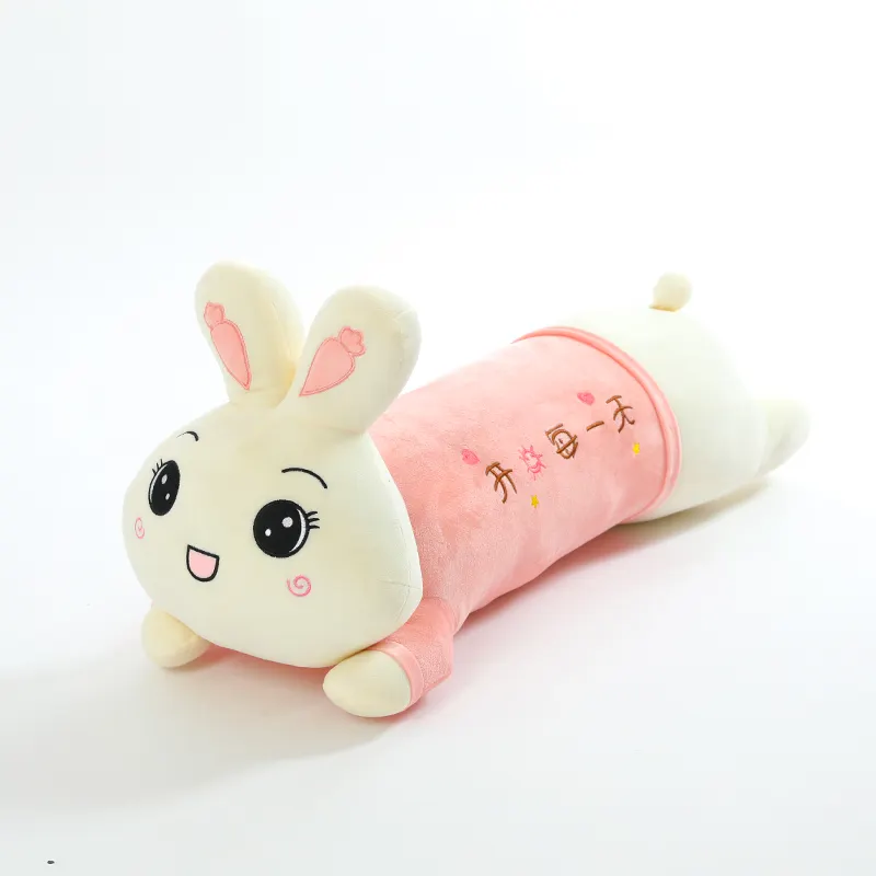 Lindo pequeño conejo largo tiro almohada peluche animales de peluche juguetes suave almohada de felpa para la decoración del hogar