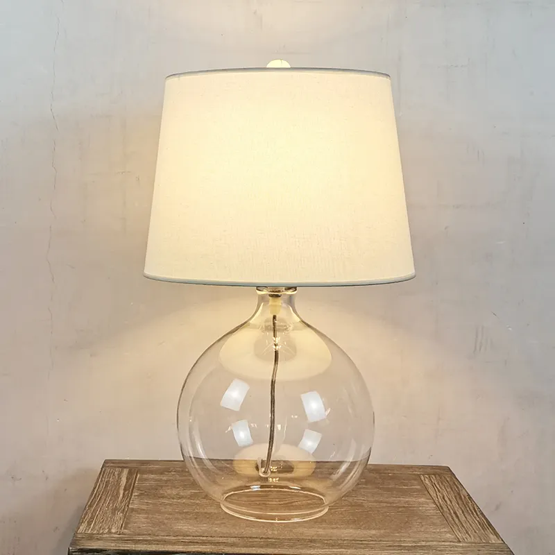 Nordic modern glass decorative desk lamp, bedroom bedside DIY transparent fabric lampshade