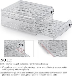 60 Grids Egg Container for Refrigerator Organizer <strong>Bins</strong> Clear Stackable Egg Holder for Fridge Egg Tray with 2 Tier and 3 <strong>Size</strong>