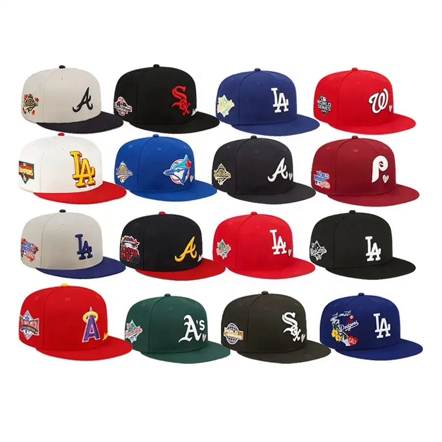 Venta al por mayor New MBL Era 59 FIFTY Team Flat Brim Cap Hat NFL Fitted Hat Football Team Vintage gorras para hombre original