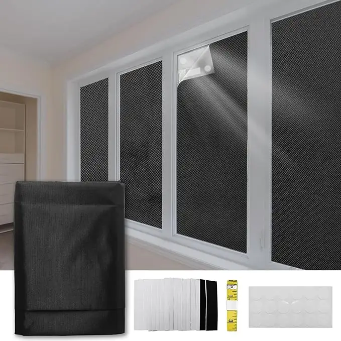 Venta al por mayor sin taladro cubierta de ventana para dormitorio portátil DIY cortinas opacas