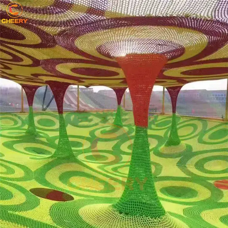 आउटडोर इनडोर खेल का मैदान चढ़ाई नेट अनुकूलित रंगीन छत्ते भूलभुलैया Trampoline शुद्ध crochet रंगीन खेल का मैदान जाल