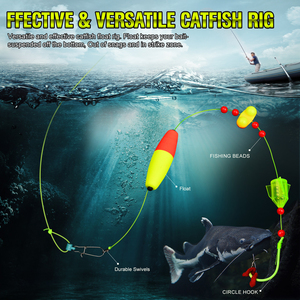 Bộ dụng cụ câu cá tra 5 cái/bộ, gồm phao, hạt phát tiếng kêu, móc tròn 6/0 8/0 10/0 và xoay câu. - Product Image 4