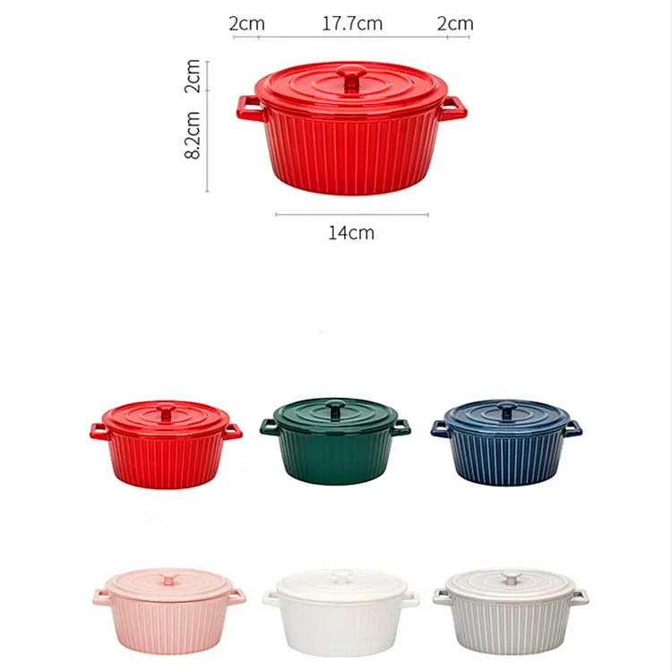 Nuovo disegno pentole forno a microonde sicuro zuppa di pentola di cottura mini casseruola piatto di cottura di ceramica pentola casseruola con coperchio