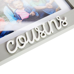 "Cousins" kelime eki ve beyaz eğimli Mat, gri çerçeve 9x0.5x7.1 in ile 4x6 ve 5x7 fotoğraflar için aile resim çerçevesi - Product Image 5