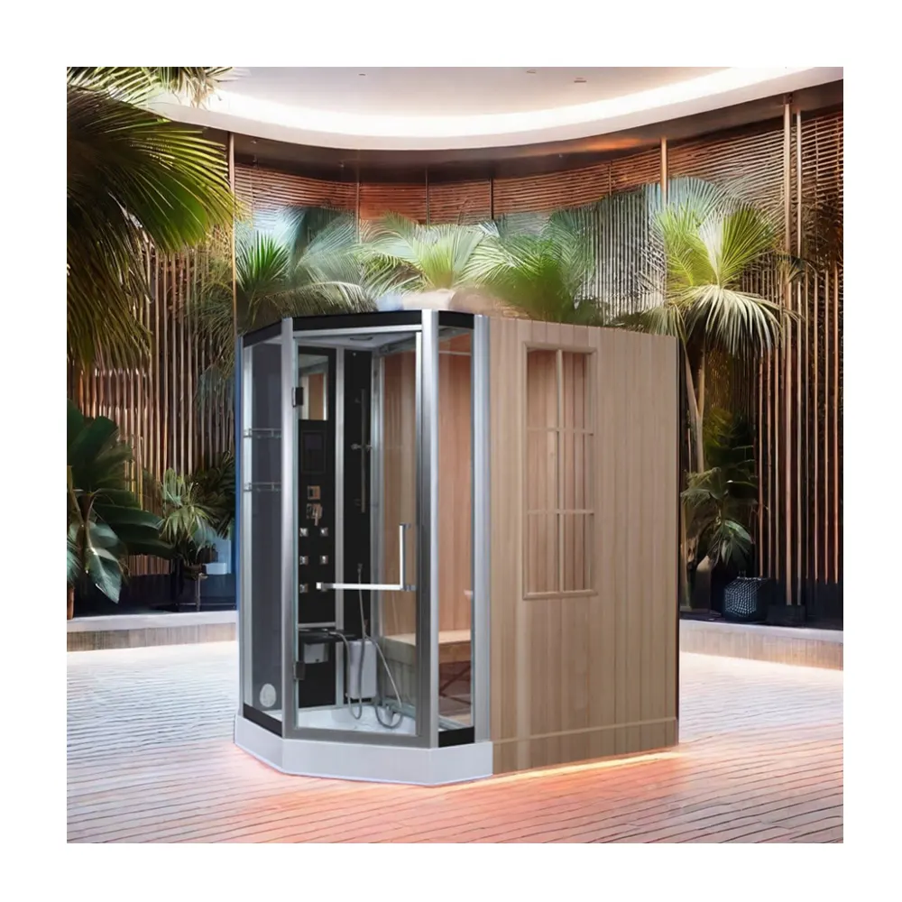 Panel de control de la computadora Puerta corredera al aire libre Sala de sauna Terapia de vapor infrarrojo Sauna con combinación de Ducha