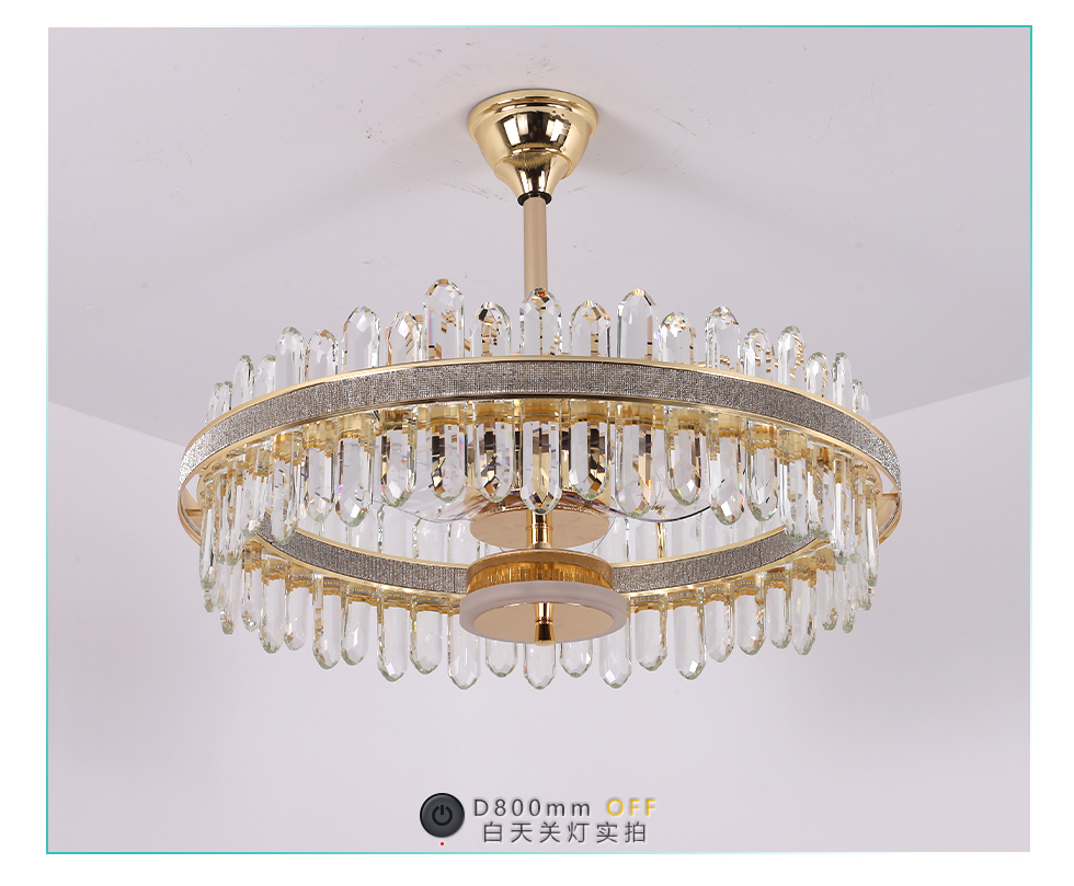 chandelier fan New design good quality transparent blades High Quality ABS blade led ceiling fan with remote control